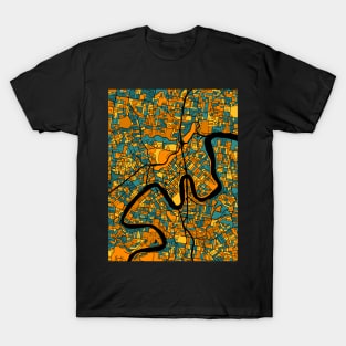 Brisbane Map Pattern in Orange & Teal T-Shirt